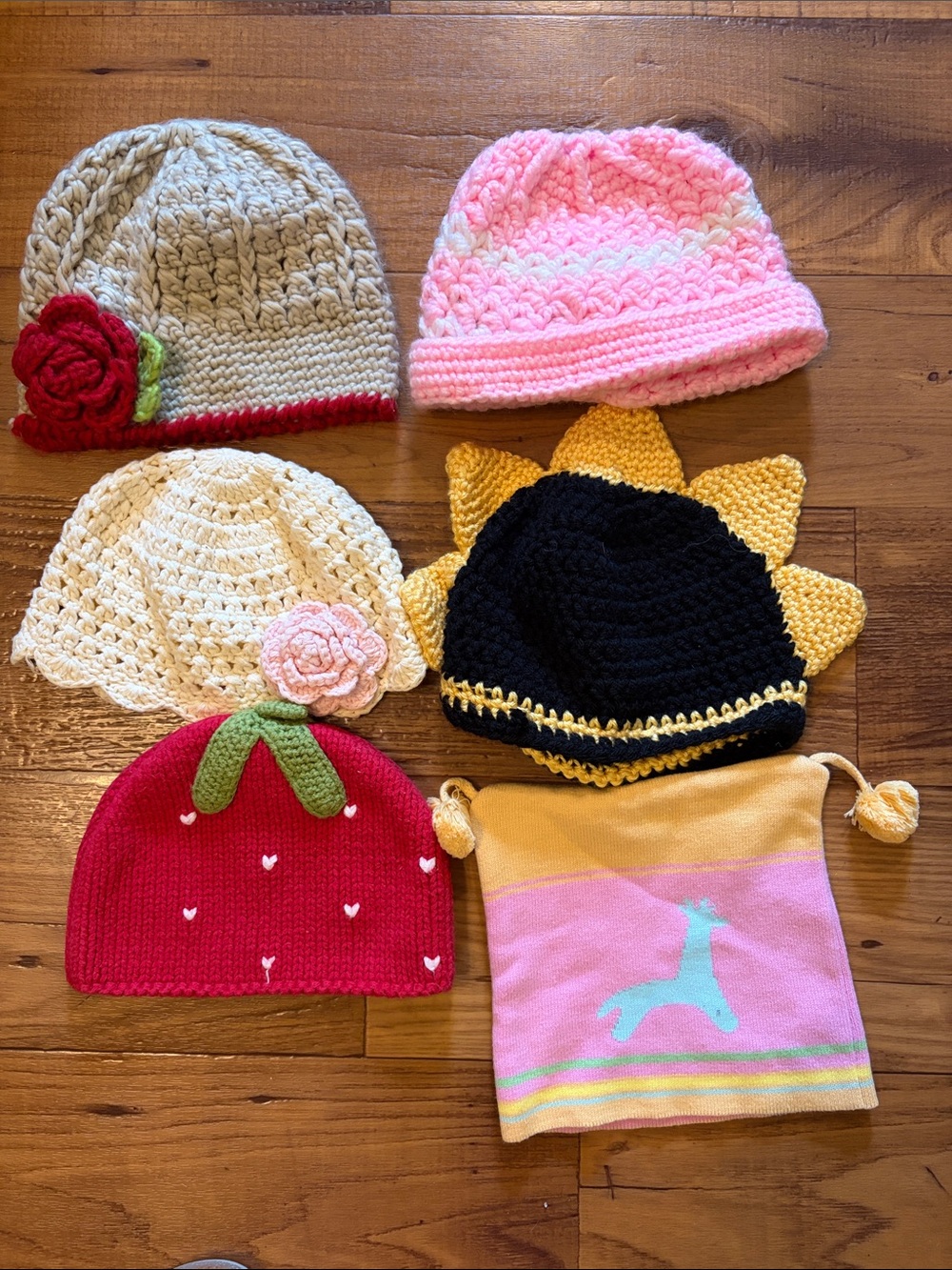 Six Hats For Girls Crocheted Assorted Colors